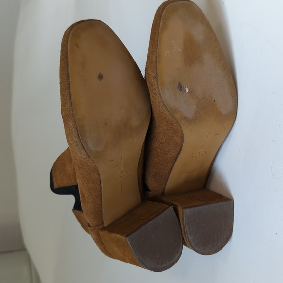 Zara Suede Chelsea Block Heel Bootie Brown Black 39/8 fall streetwear bohemian - Picture 5 of 9